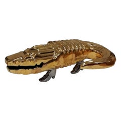 Pedro Friedeberg Ceramic Crocodile with 22-Karat Liquid Gold Bath