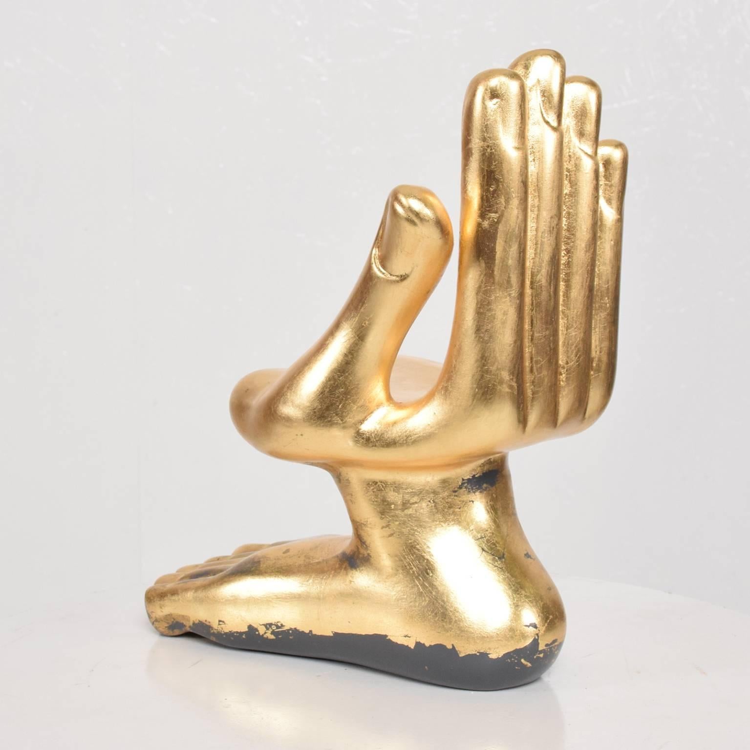 Modern Pedro Friedeberg Surrealist Ceramic Gilt Foot Hand Sculpture
