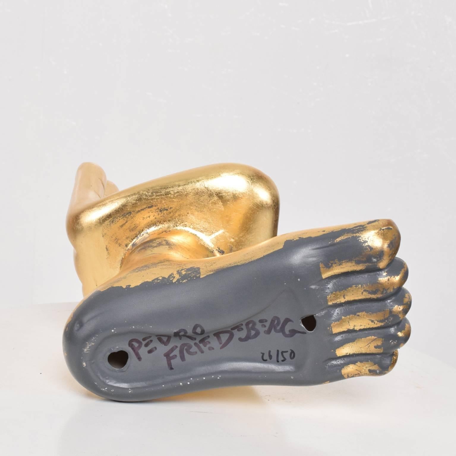 Contemporary Pedro Friedeberg Surrealist Ceramic Gilt Foot Hand Sculpture