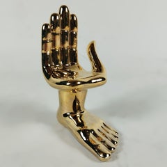 Pedro Friedeberg Ceramic With Liquid Gold Hand - Foot Sculpture