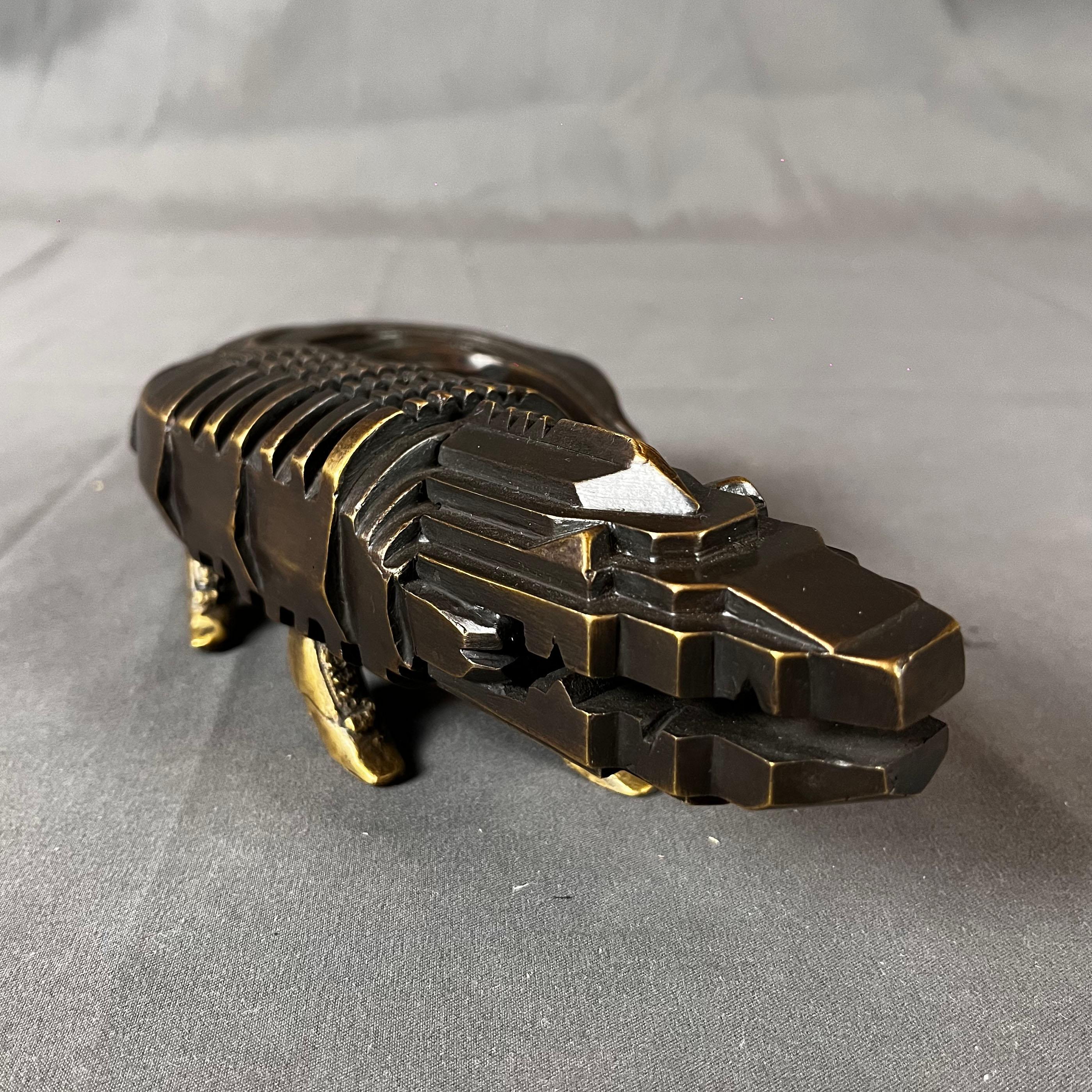 Mid-Century Modern Pedro Friedeberg Crocodile Bronze Sculpture For Sale