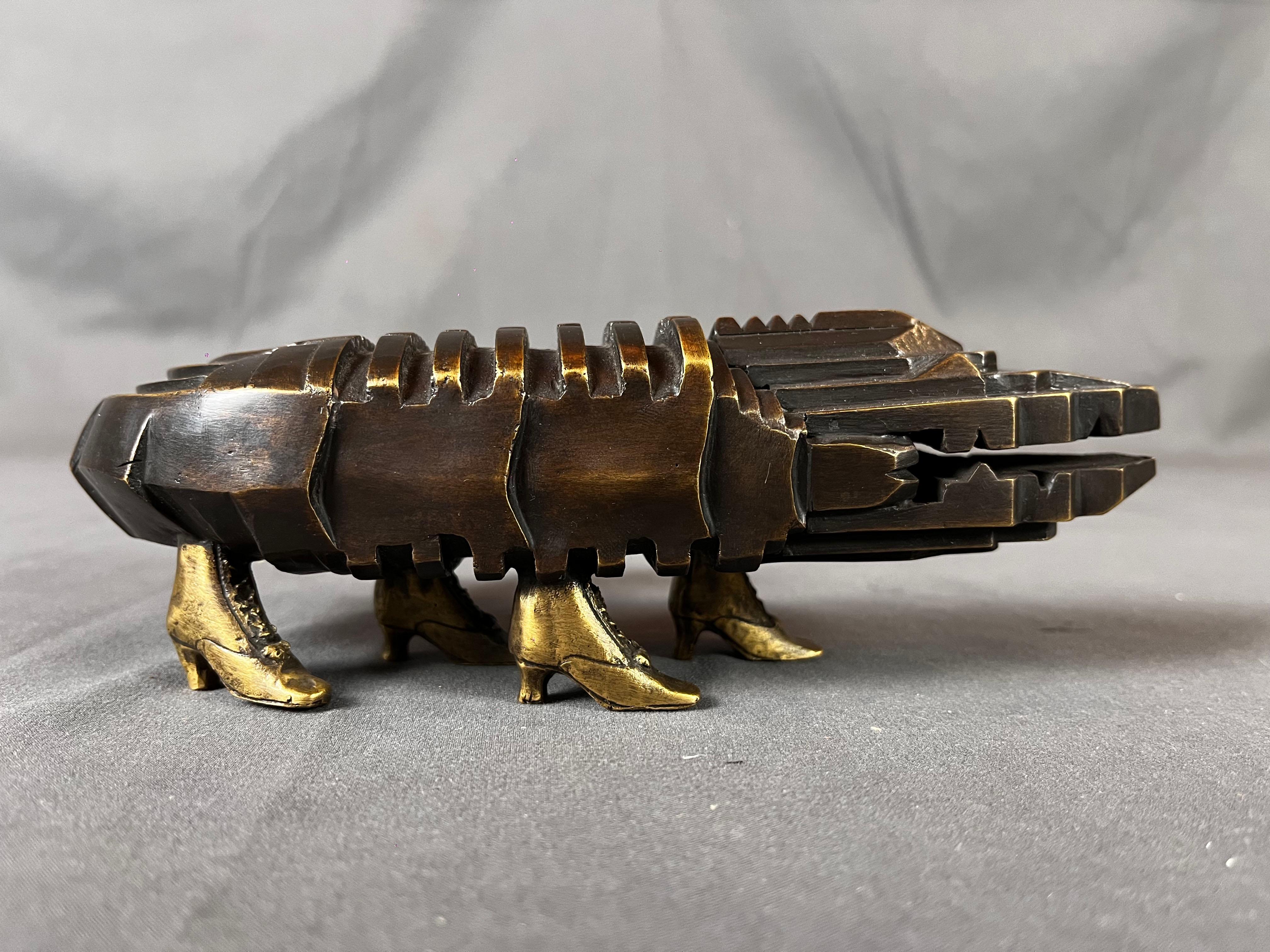 Mexican Pedro Friedeberg Crocodile Bronze Sculpture For Sale