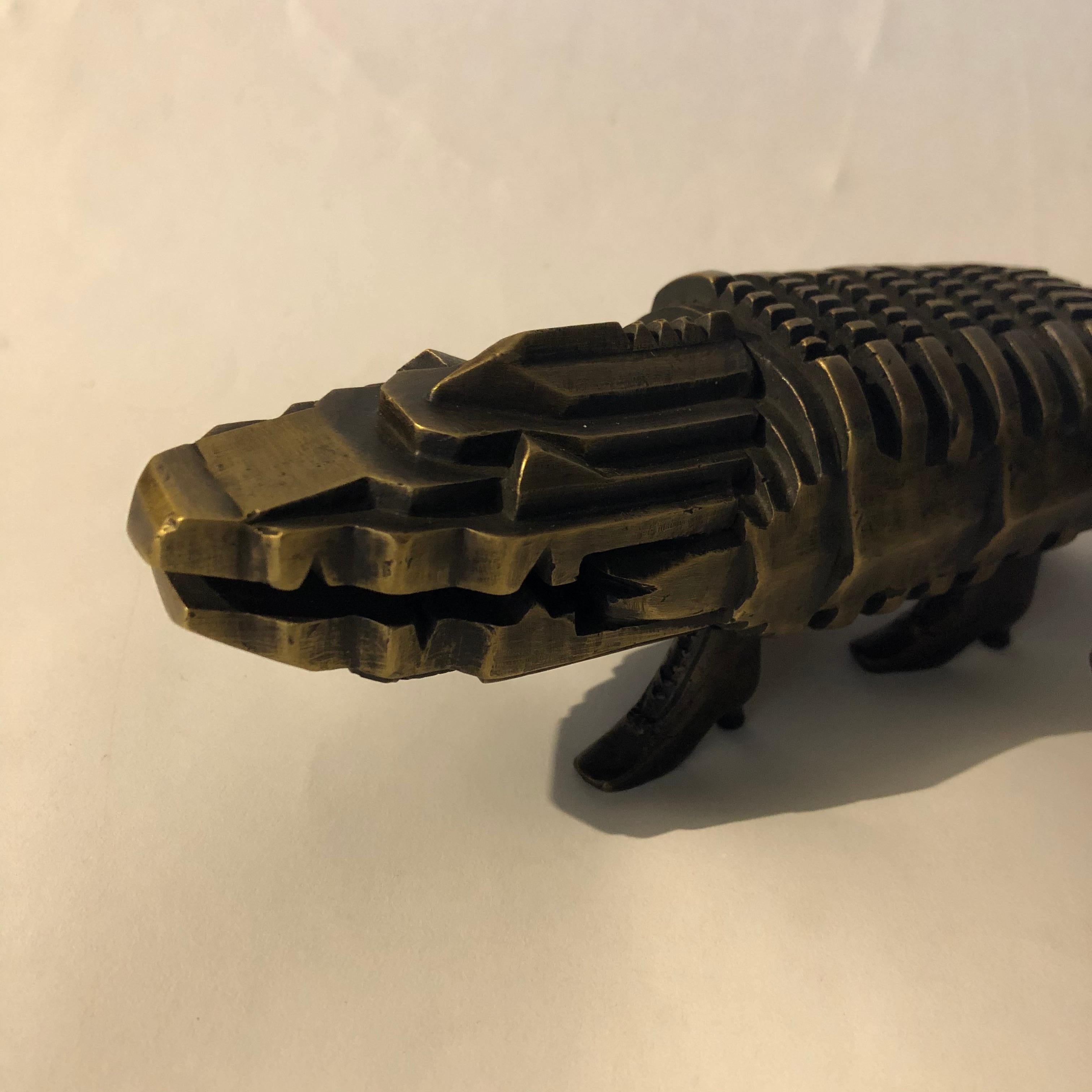 Mexican Pedro Friedeberg Crocodile Bronze Sculpture For Sale