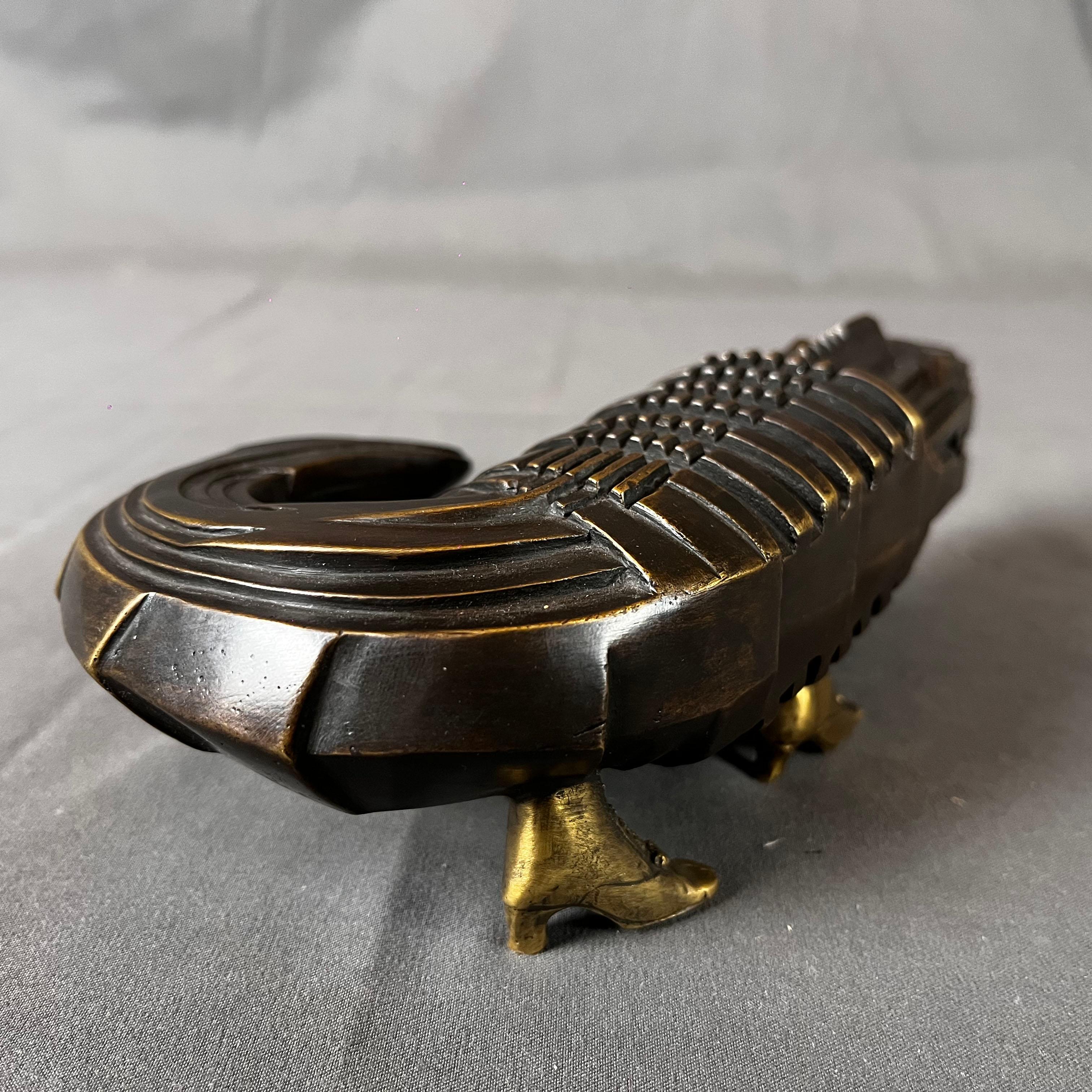 Cast Pedro Friedeberg Crocodile Bronze Sculpture For Sale