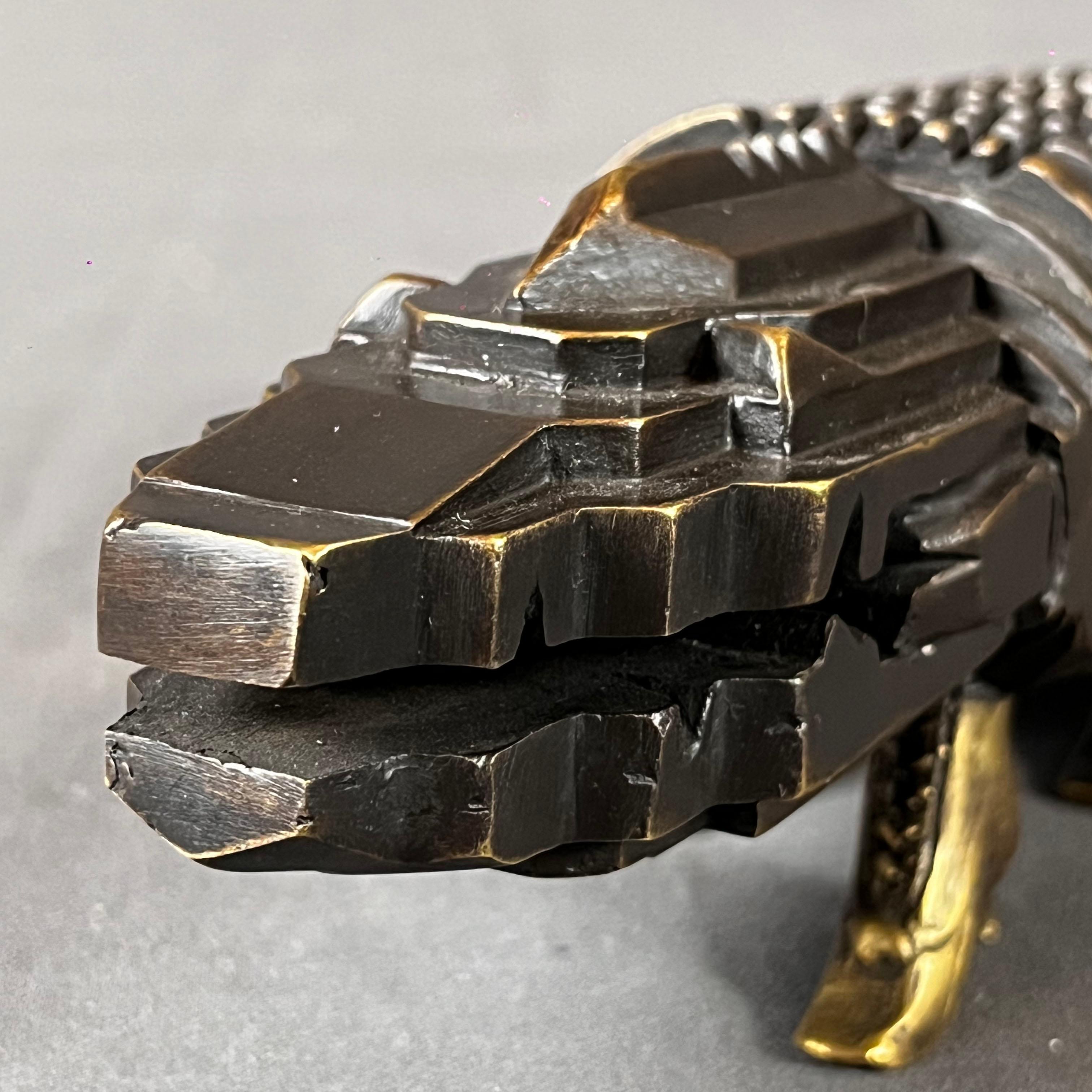 Pedro Friedeberg Crocodile Bronze Sculpture In Excellent Condition For Sale In Mexico City, MX