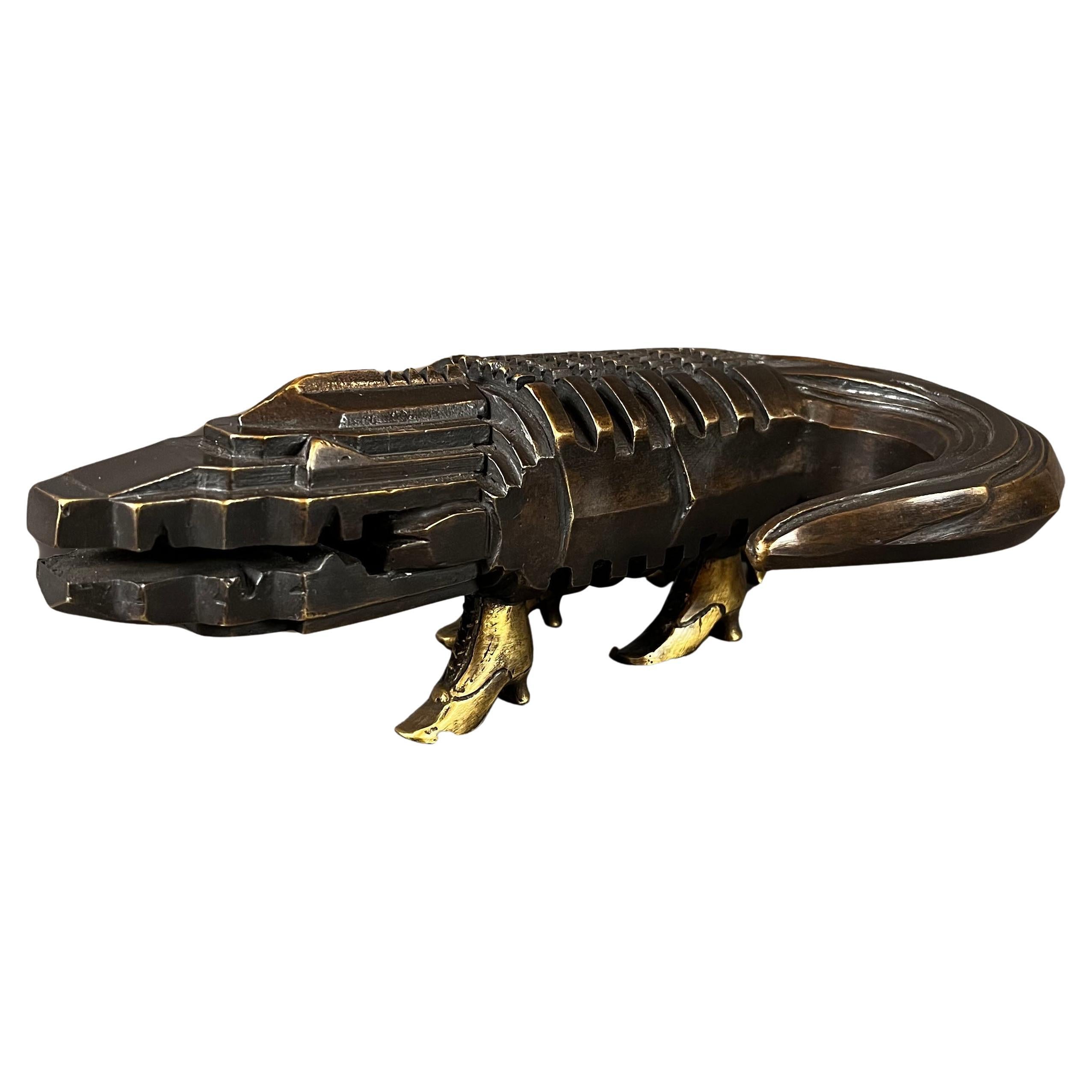 Pedro Friedeberg Crocodile Bronze Sculpture For Sale