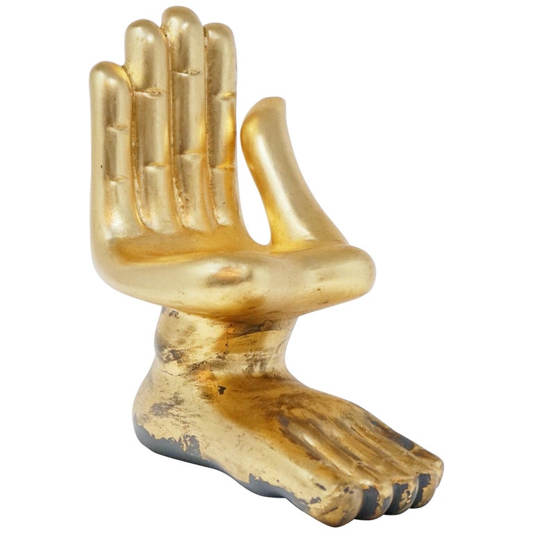 Pedro Friedeberg Gilded Hand Foot Sculpture 'Large', Signed and ...