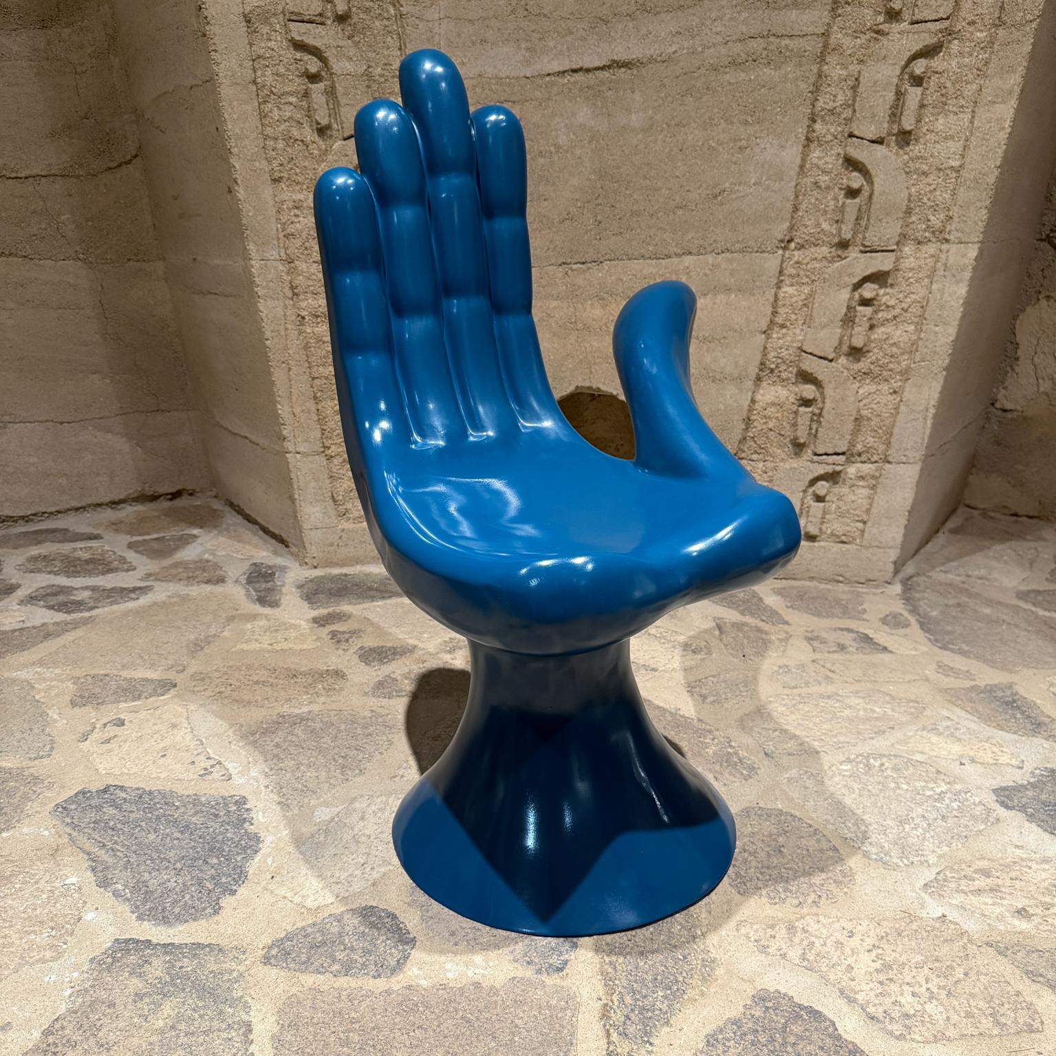 Organic Modern Pedro Friedeberg Hand Chair in Blue Unique Surrealist Art For Sale