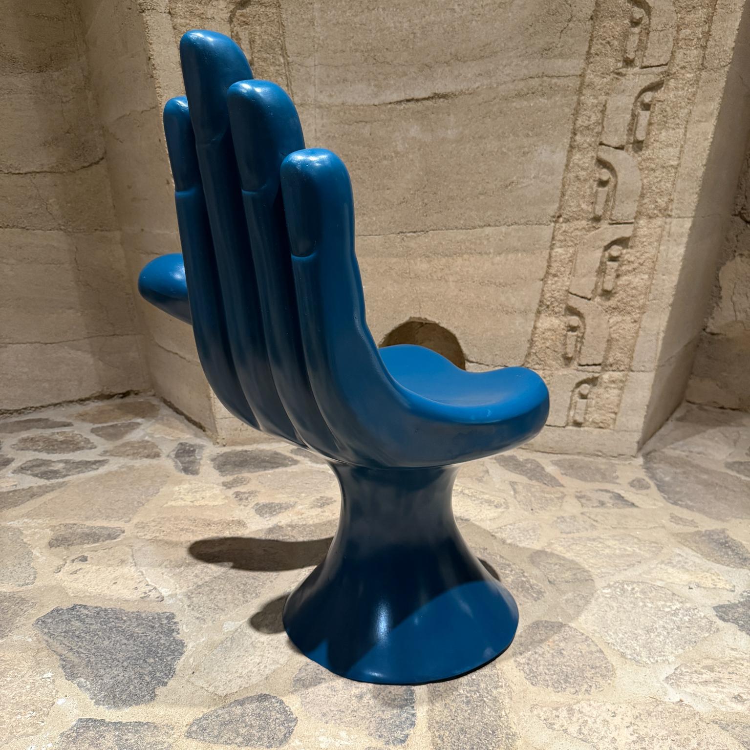 Mexican Pedro Friedeberg Hand Chair in Blue Unique Surrealist Art For Sale