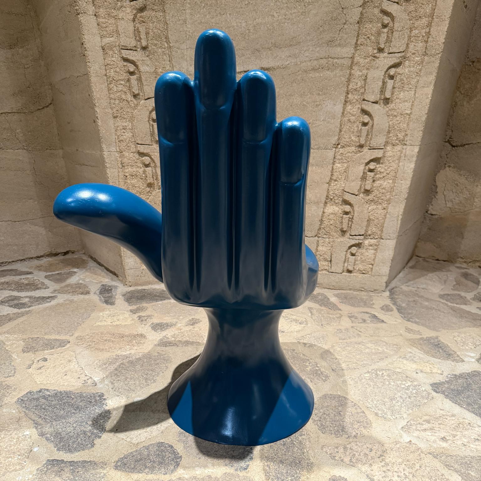 Painted Pedro Friedeberg Hand Chair in Blue Unique Surrealist Art For Sale
