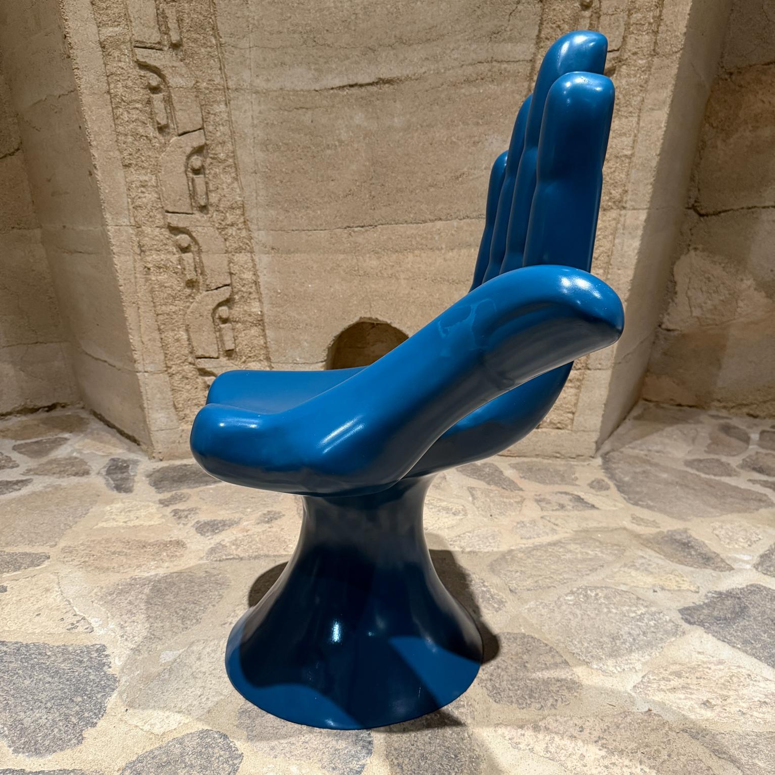 Pedro Friedeberg Hand Chair in Blue Unique Surrealist Art For Sale 1