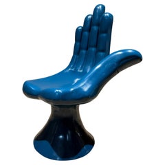 Pedro Friedeberg Hand Chair in Blue Unique Surrealist Art