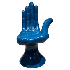 Pedro Friedeberg Hand Chair in Blue Unique Surrealist Latin American Art