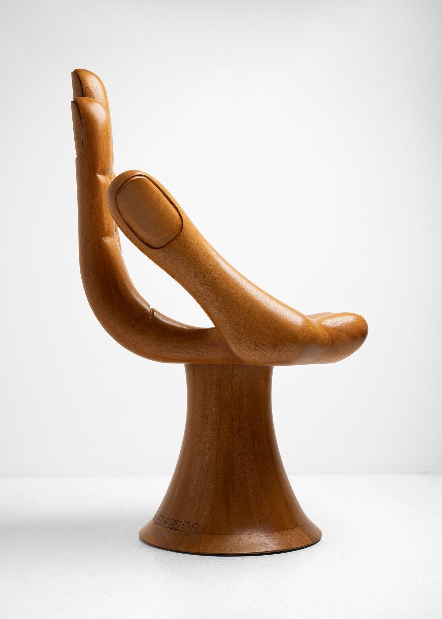 Mid-Century Modern Pedro Friedeberg Hand Chair in Solid Honduran Mahogany 1960s Signed For Sale