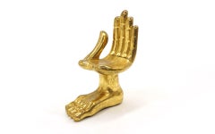 Pedro Friedeberg Hand Foot Chair, Original Gold Leaf Finish, Signed, 1960s
