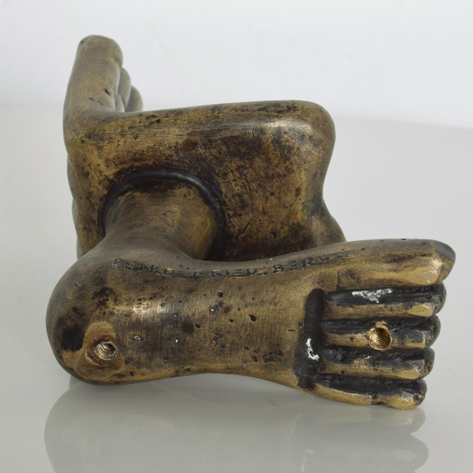 Mid-Century Modern Pedro Friedeberg Hand Foot Chair Sculpture in Bronze