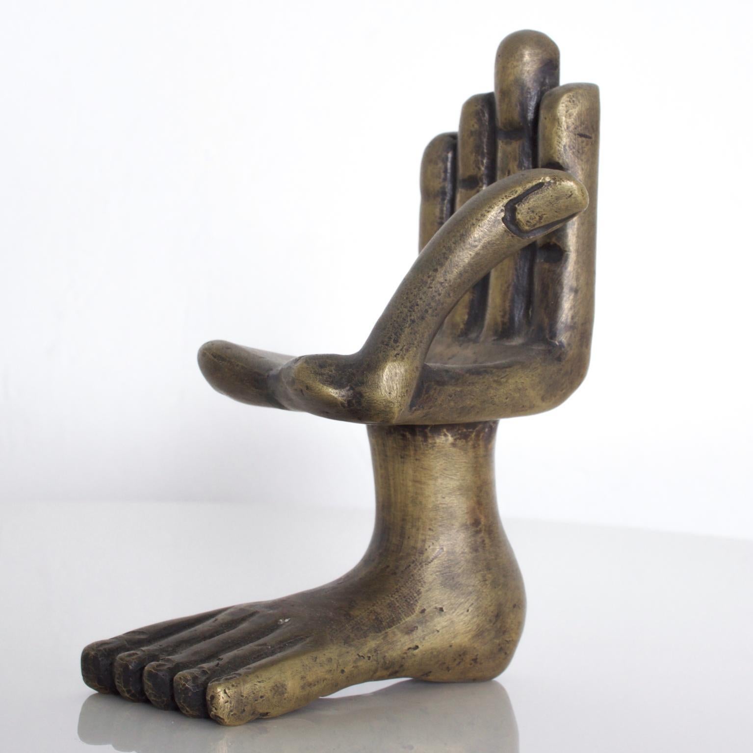 Mexican Pedro Friedeberg Hand Foot Chair Sculpture in Bronze