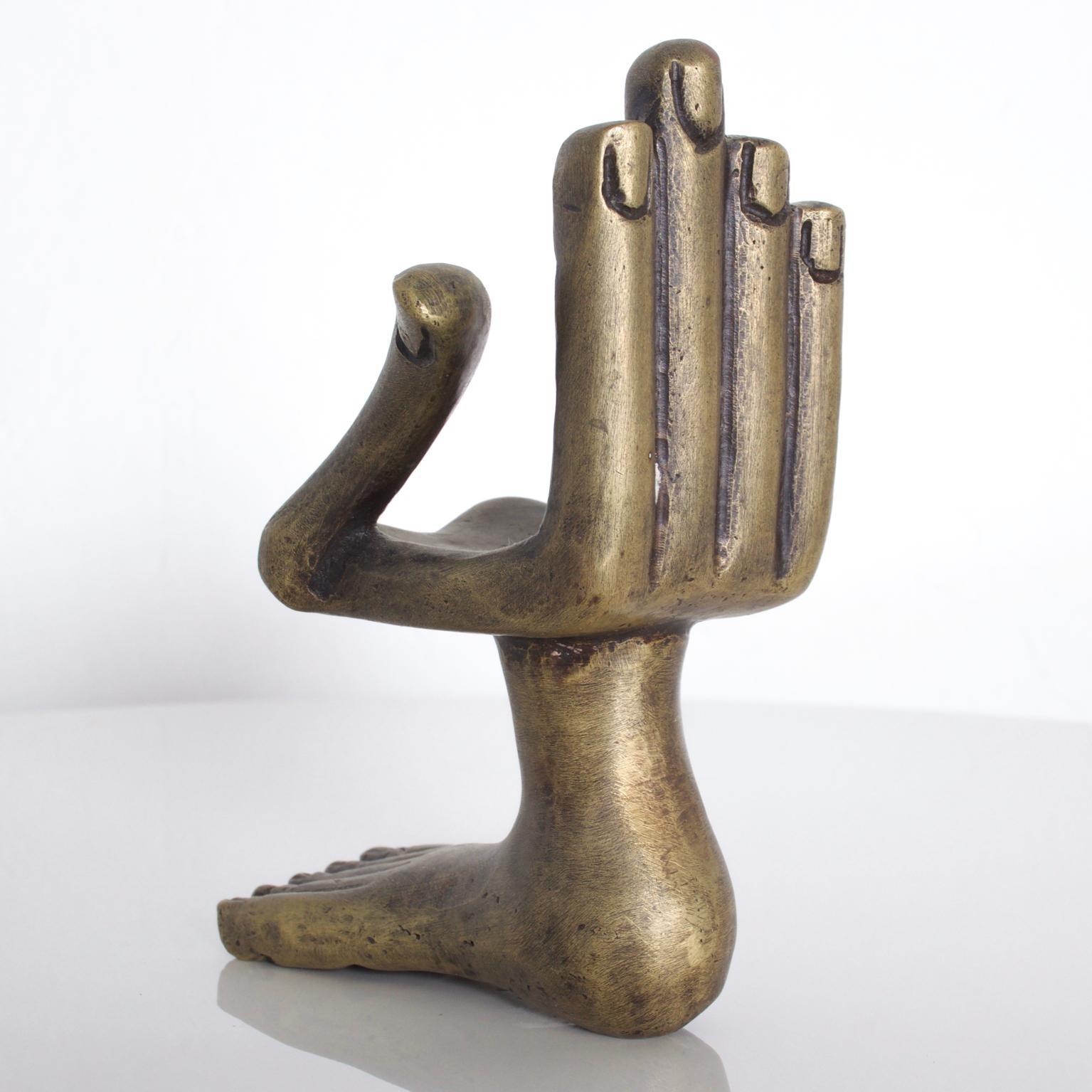 Pedro Friedeberg Hand Foot Chair Sculpture in Bronze In Good Condition In Chula Vista, CA
