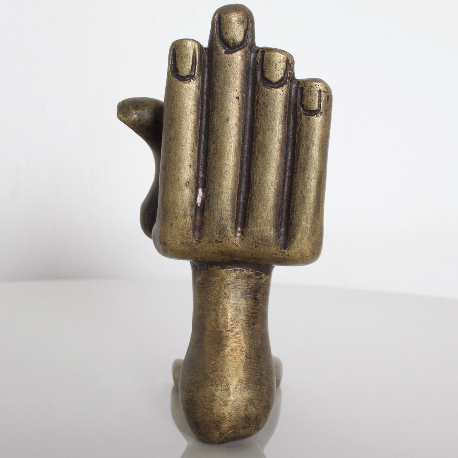 Late 20th Century Pedro Friedeberg Hand Foot Chair Sculpture in Bronze