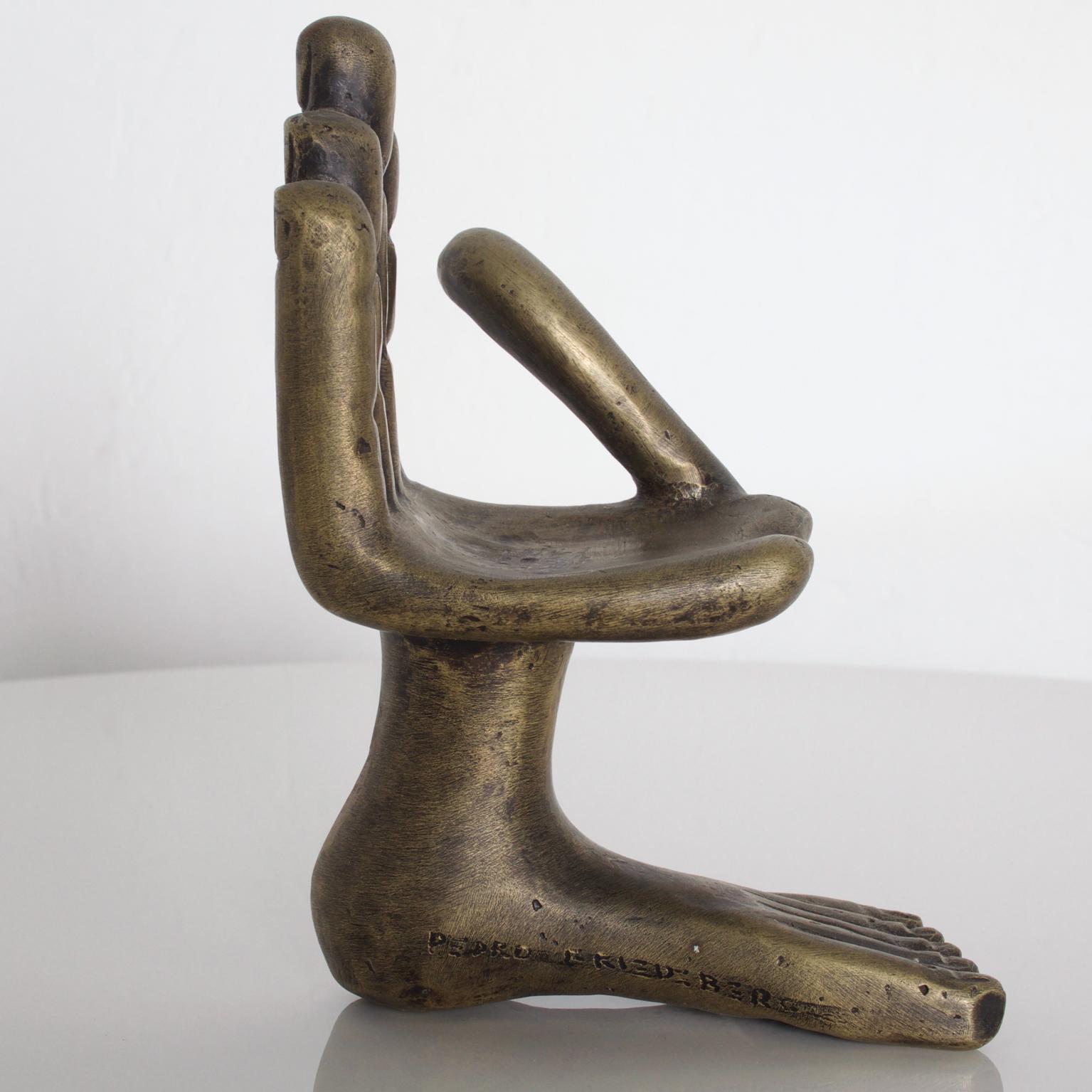 Pedro Friedeberg Hand Foot Chair Sculpture in Bronze 1