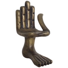 Pedro Friedeberg Hand Foot Chair Sculpture in Bronze
