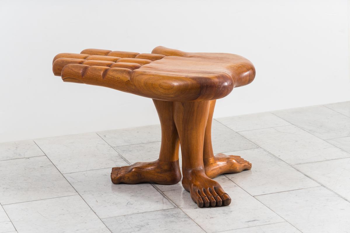 Pedro Friedeberg is a Mexican artist and designer known for his surrealist work filled with lines colors and ancient and religious symbols. His best known piece is the “Hand-Chair” a sculpture/chair designed for people to sit on the palm, using the