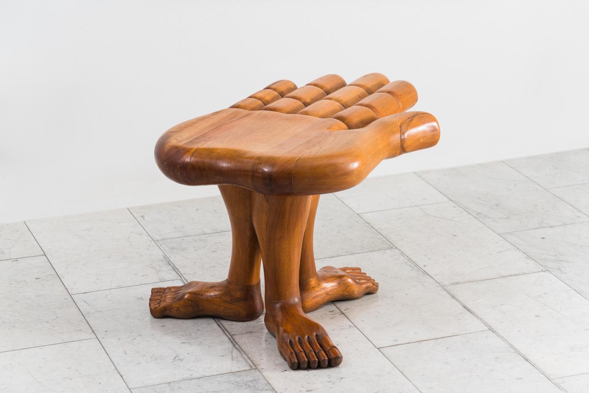 Pedro Friedeberg, Hand Foot Stool, MEX In Excellent Condition For Sale In New York, NY