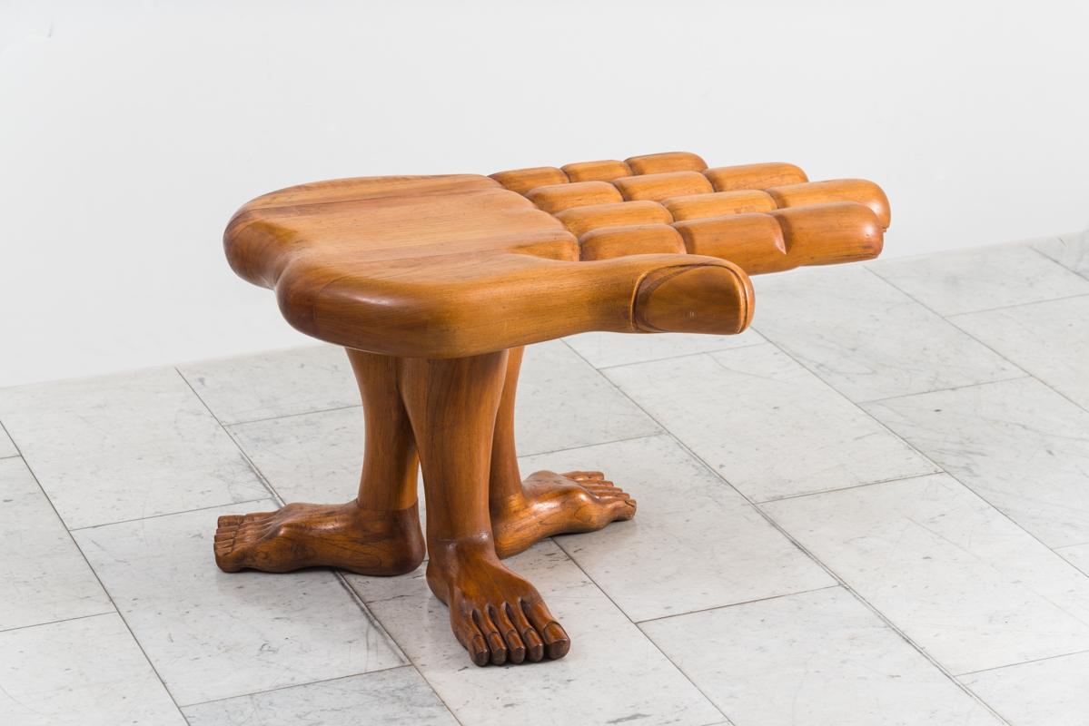 Late 20th Century Pedro Friedeberg, Hand Foot Stool, MEX For Sale