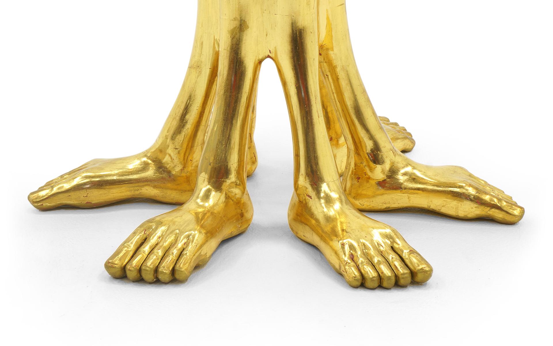 Pedro Friedeberg Hand Foot Table, 1960s, Signed, Gold Leaf and Glass im Zustand „Gut“ in Kansas City, MO