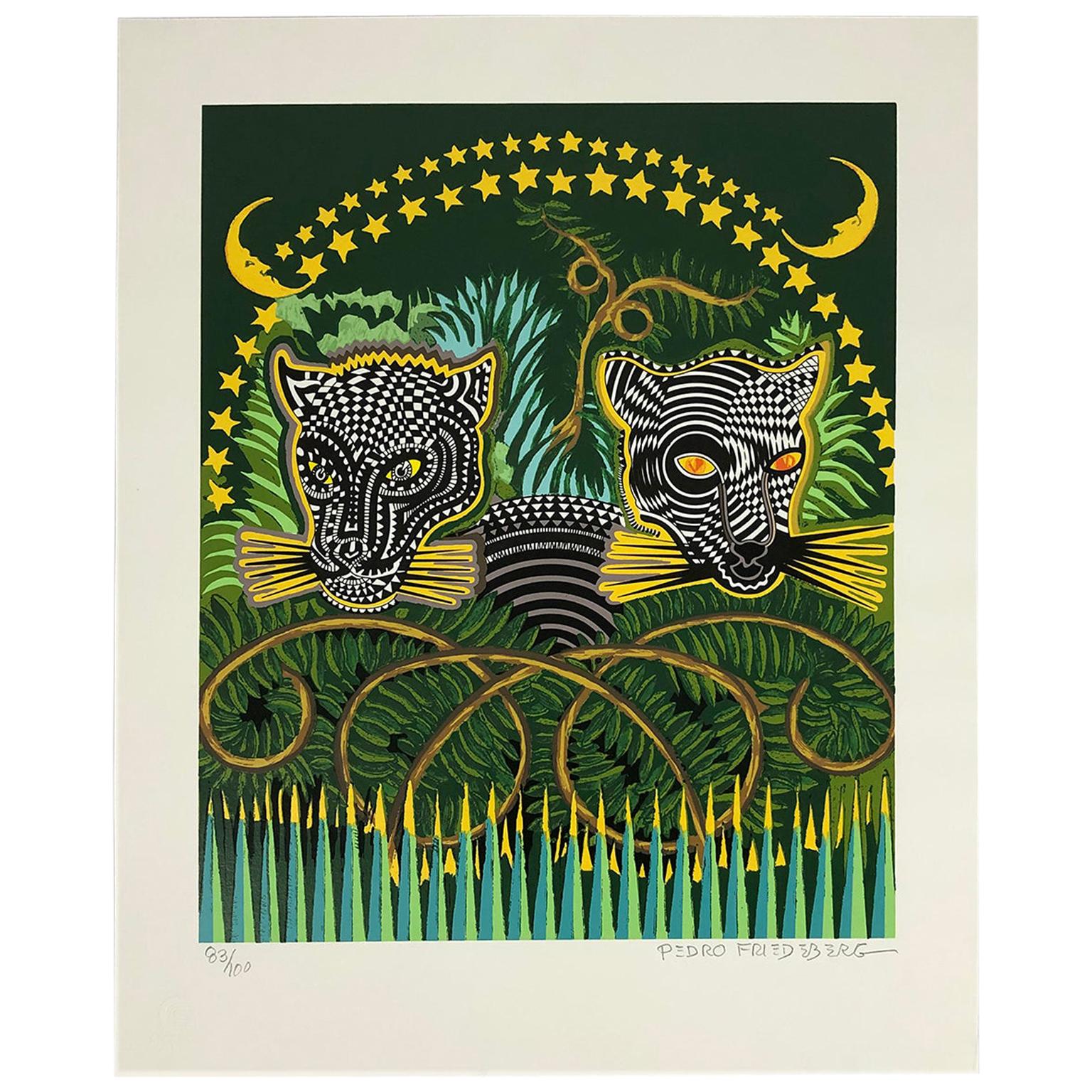 Pedro Friedeberg “Jaguares” Silkscreen Art Unframed