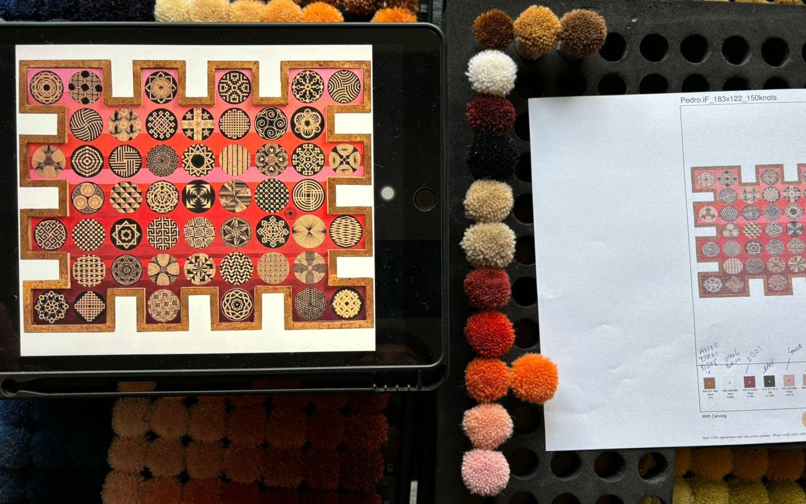 Pedro Friedeberg - Tapis en laine et soie noué à la main par l'artiste en édition limitée 6' x 4'. en vente 2