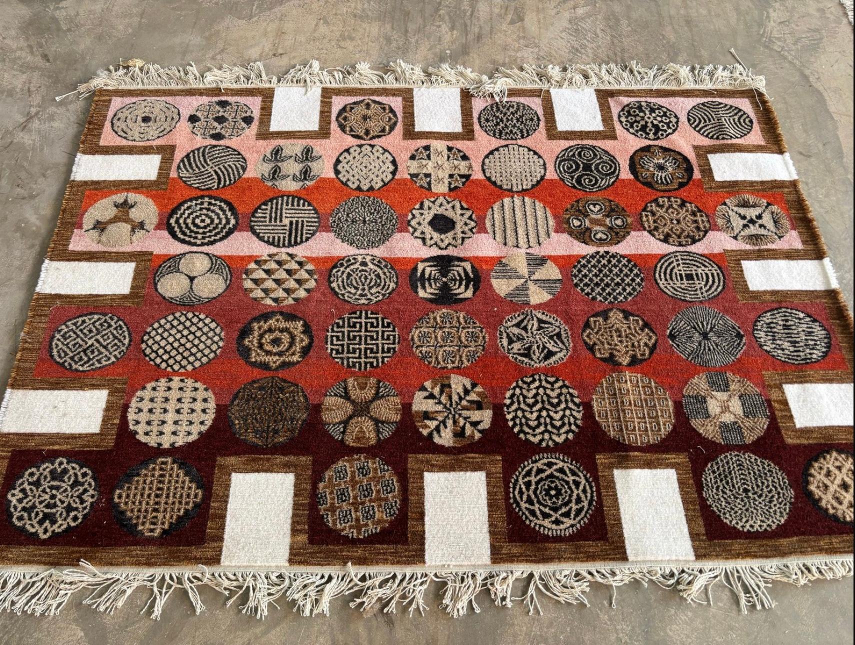 Pedro Friedeberg - Tapis en laine et soie noué à la main par l'artiste en édition limitée 6' x 4'. en vente 6