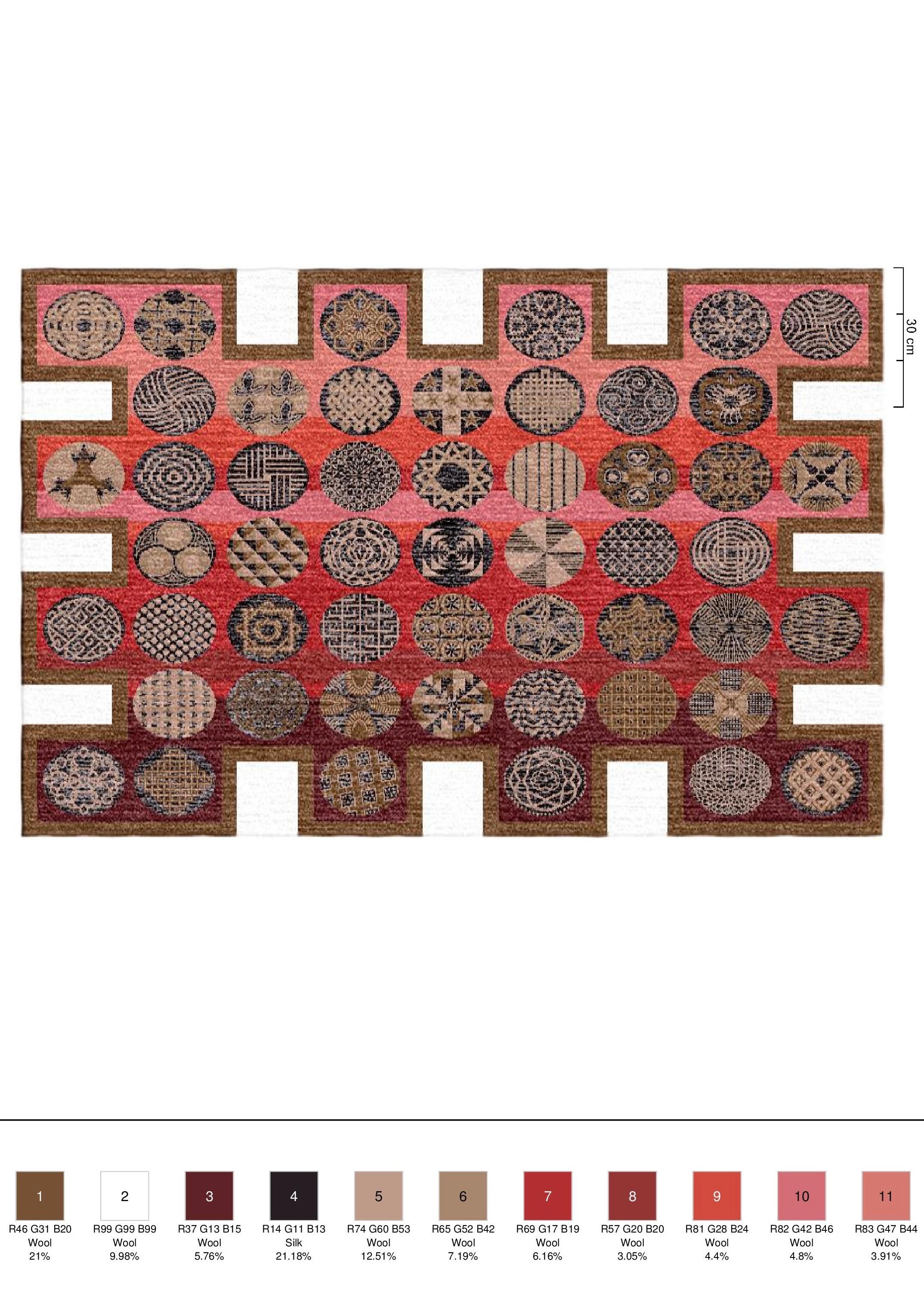 Noué à la main Pedro Friedeberg - Tapis en laine et soie noué à la main par l'artiste en édition limitée 6' x 4'. en vente