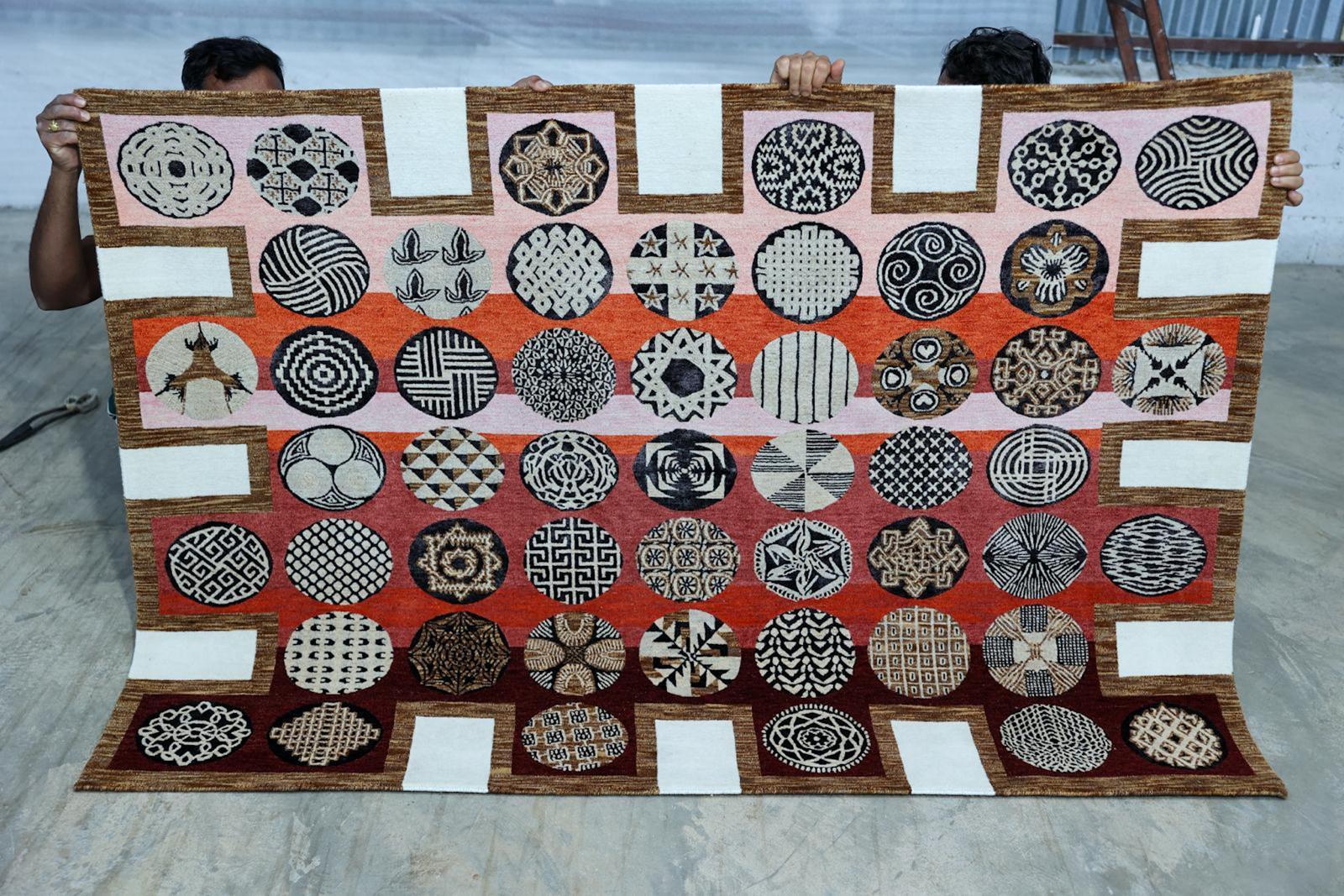 Pedro Friedeberg - Tapis en laine et soie noué à la main par l'artiste en édition limitée 6' x 4'. Neuf - En vente à Miami, FL