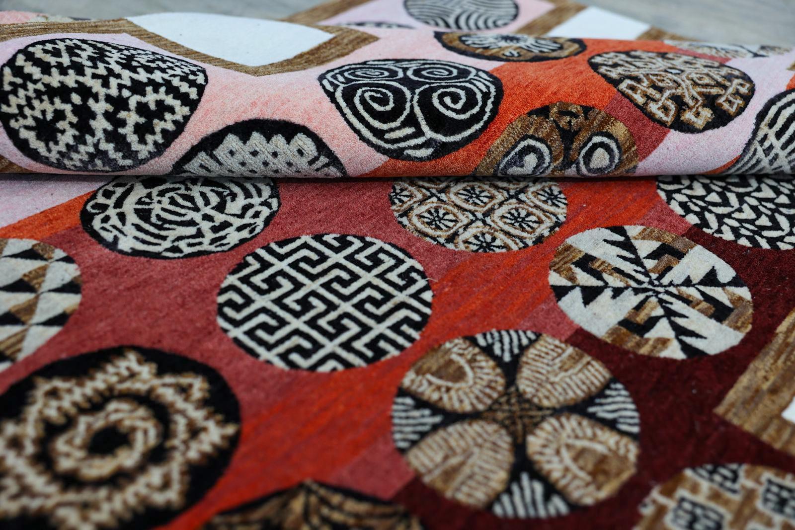 Pedro Friedeberg - Tapis en laine et soie noué à la main par l'artiste en édition limitée 6' x 4'. en vente 1