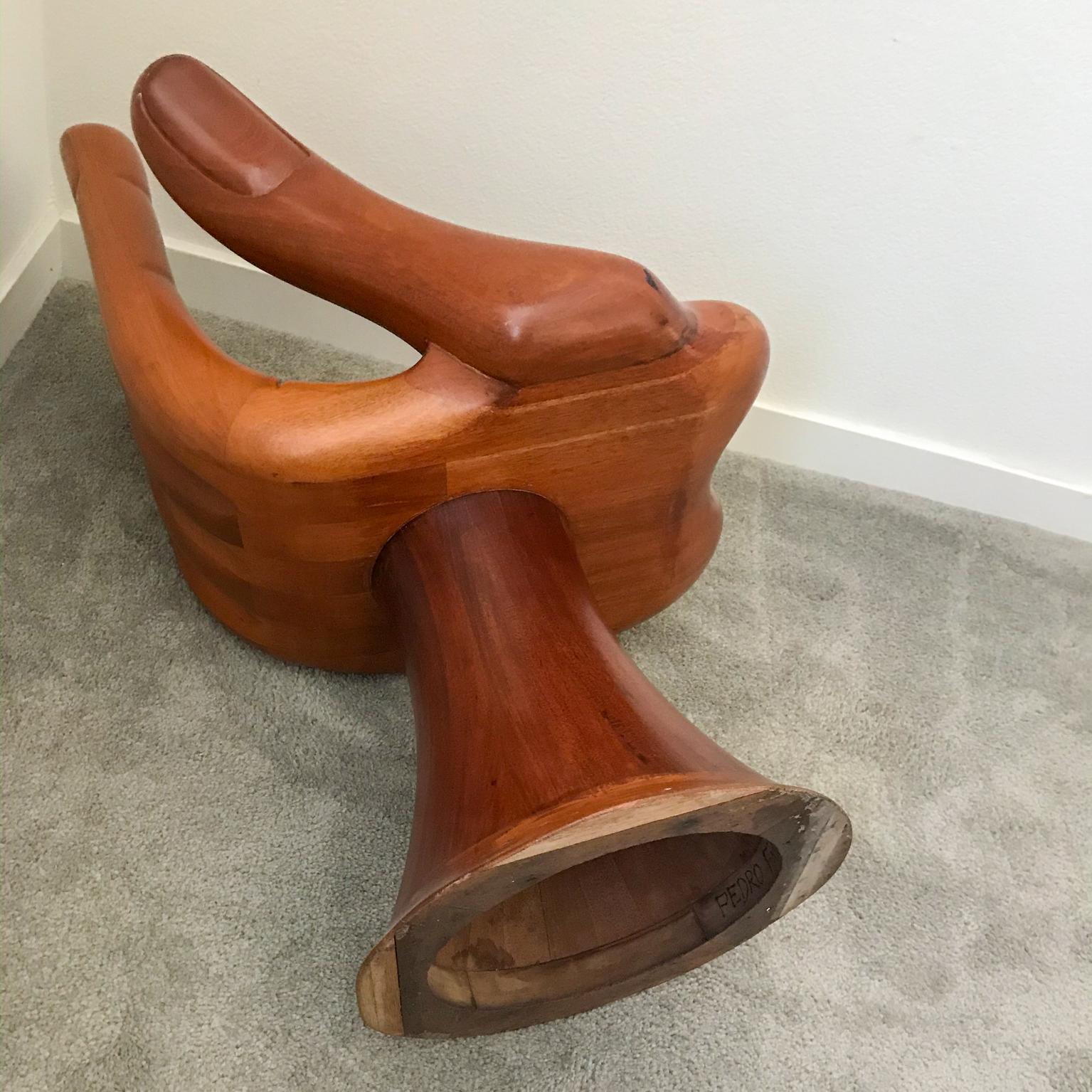 Pedro Friedeberg Mahogany Wood Hand Chair Surrealist Mid-century Modern 4