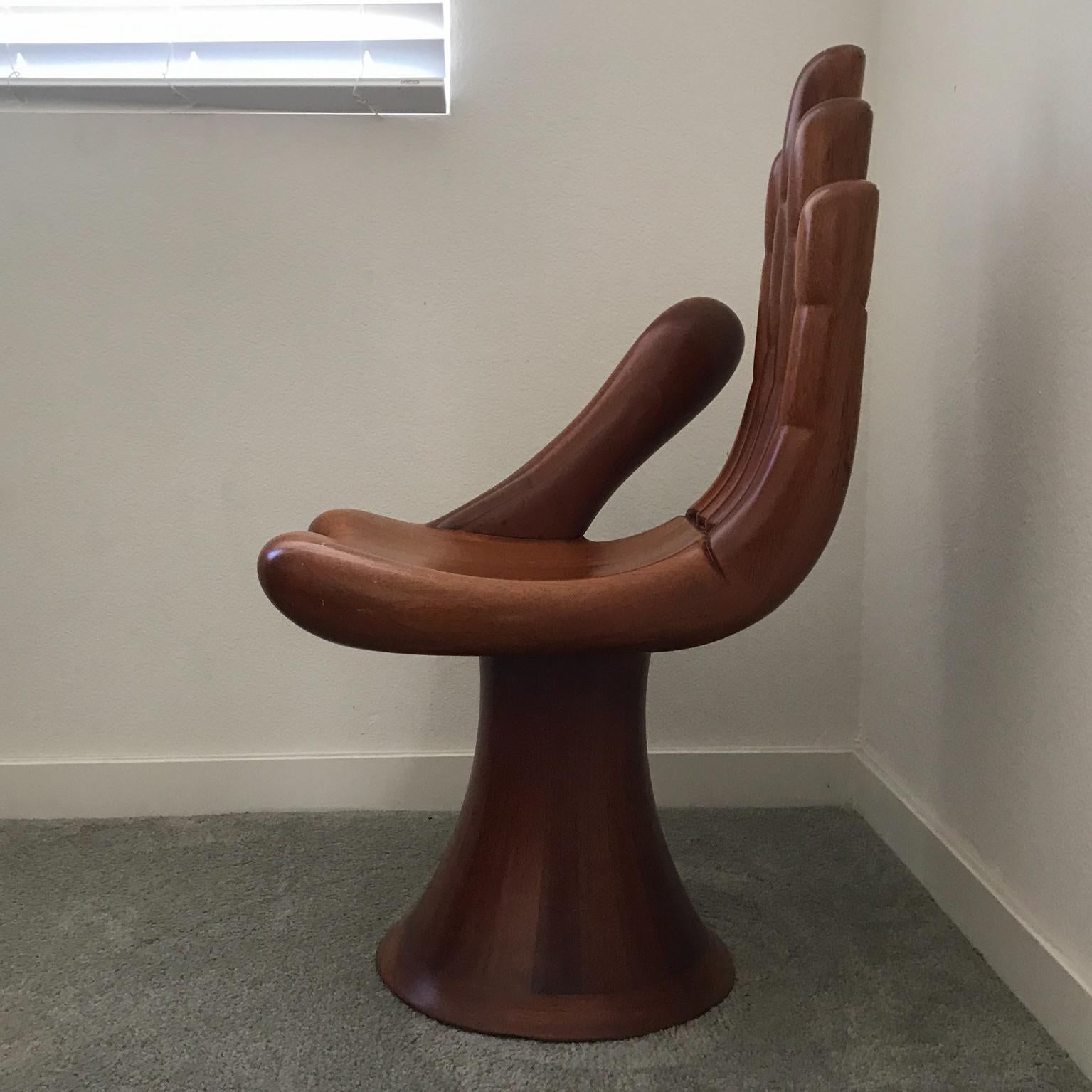 Mid-Century Modern Pedro Friedeberg Mahogany Wood Hand Chair Surrealist Mid-century Modern