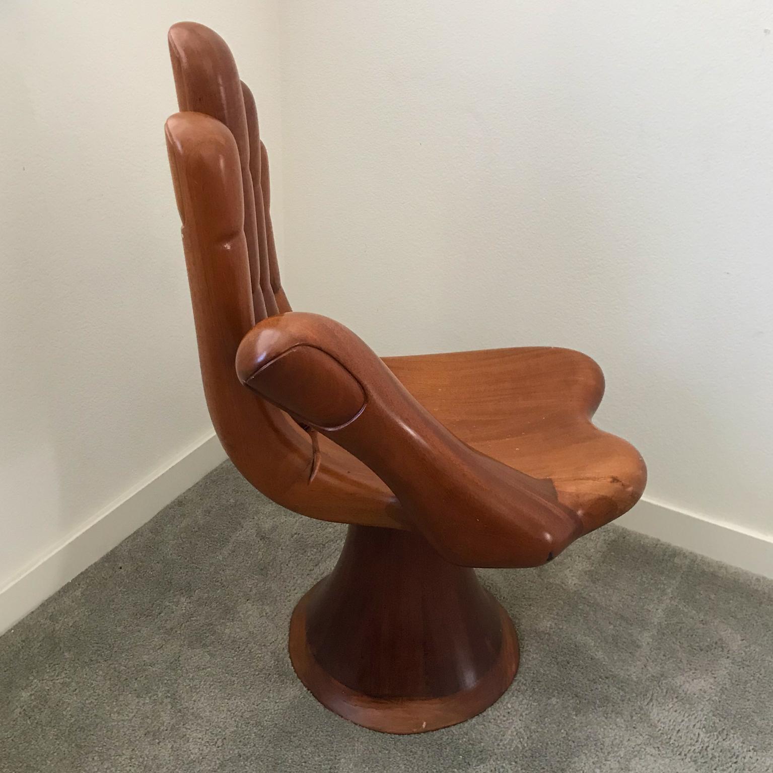 Pedro Friedeberg Mahogany Wood Hand Chair Surrealist Mid-century Modern 1