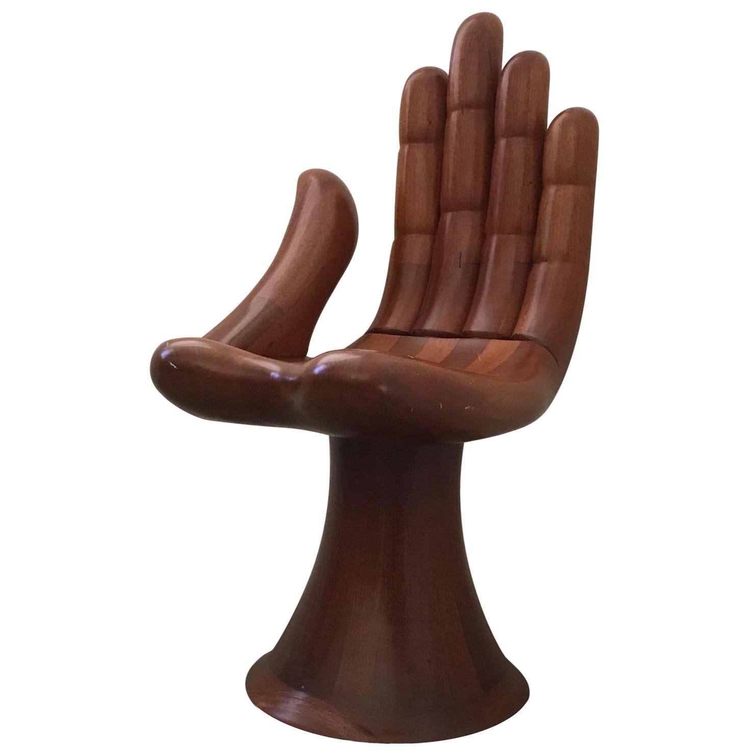 Pedro Friedeberg Mahogany Wood Hand Chair Surrealist Mid-century Modern