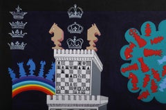 Chess Field, Signed Surrealist Painting by Pedro Friedeberg