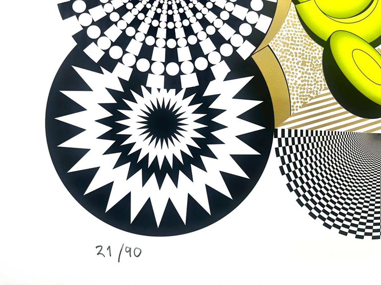A Sunday in Avocadoland - Gray Figurative Print by Pedro Friedeberg