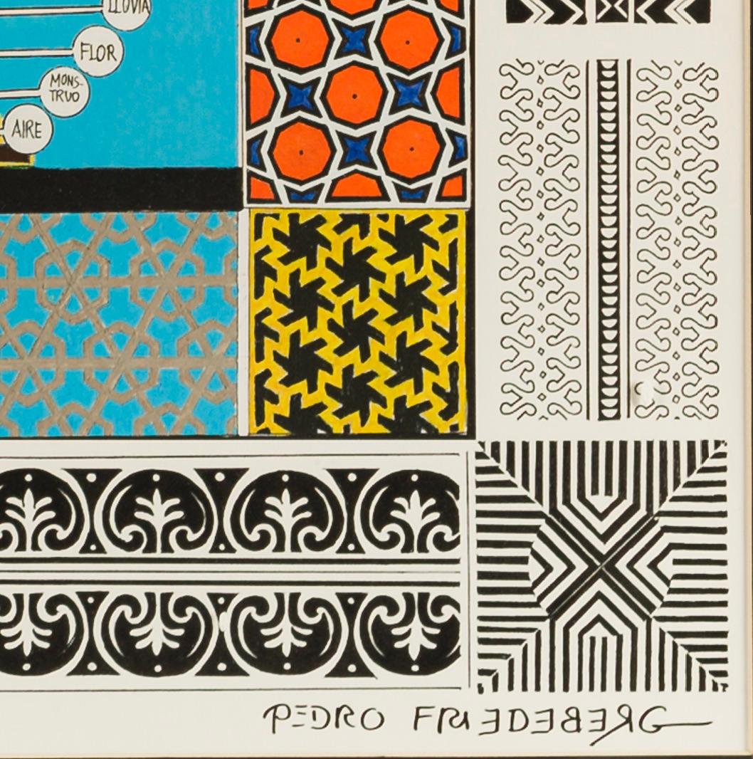 La ripetizione dei modelli e del ritmo è presente in quasi tutte le opere di Pedro.

Le topografie ibride che la pratica inclassificabile di Pedro Friedeberg ricrea devono far riferimento al barocco e al neobarocco, entrambi intesi come estetica. 