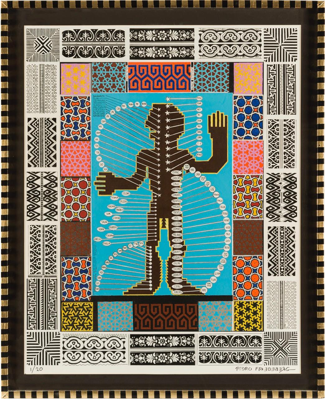 Pedro Friedeberg Figurative Print - "Acupuntura Neoecléctica" contemporary figurative patterns human figure print 