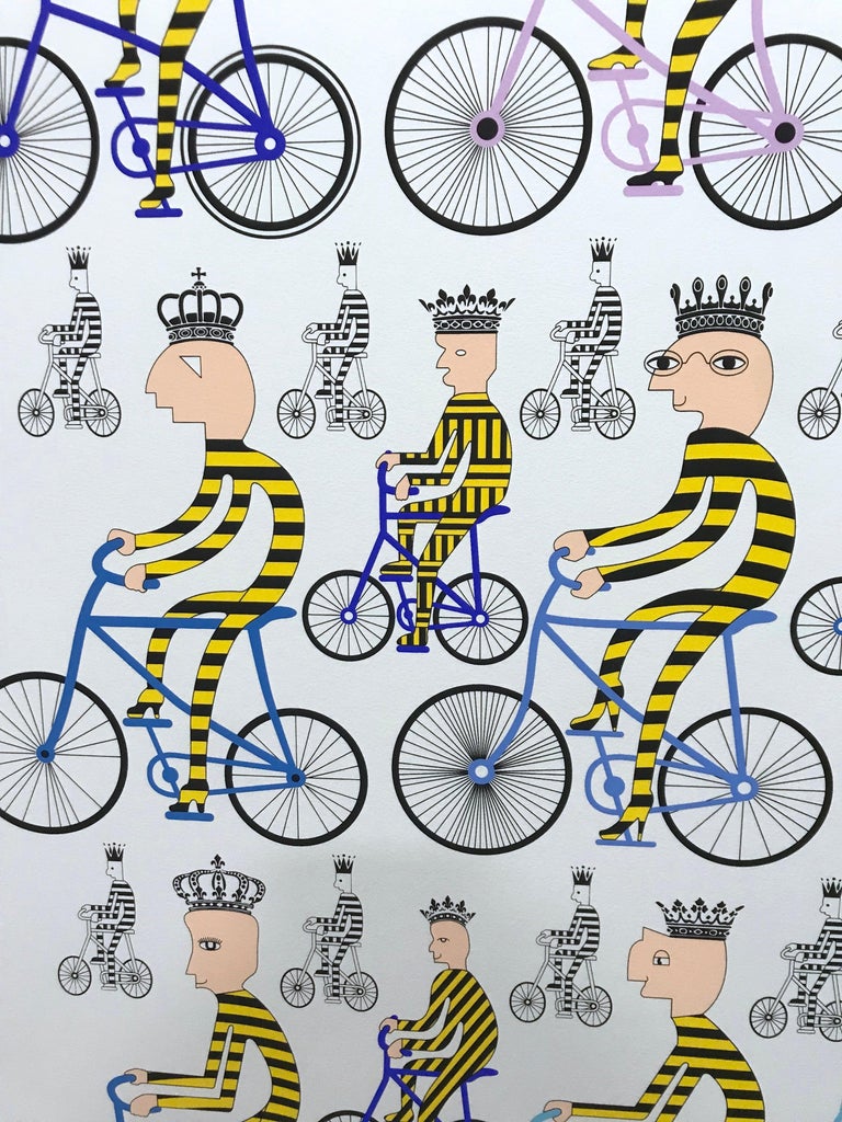 Bike race of Kings - Surrealist Print by Pedro Friedeberg