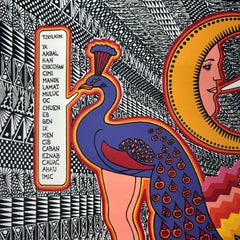 "Calendario Maya II" 1975 serigraphy print surrealist mayan calendar