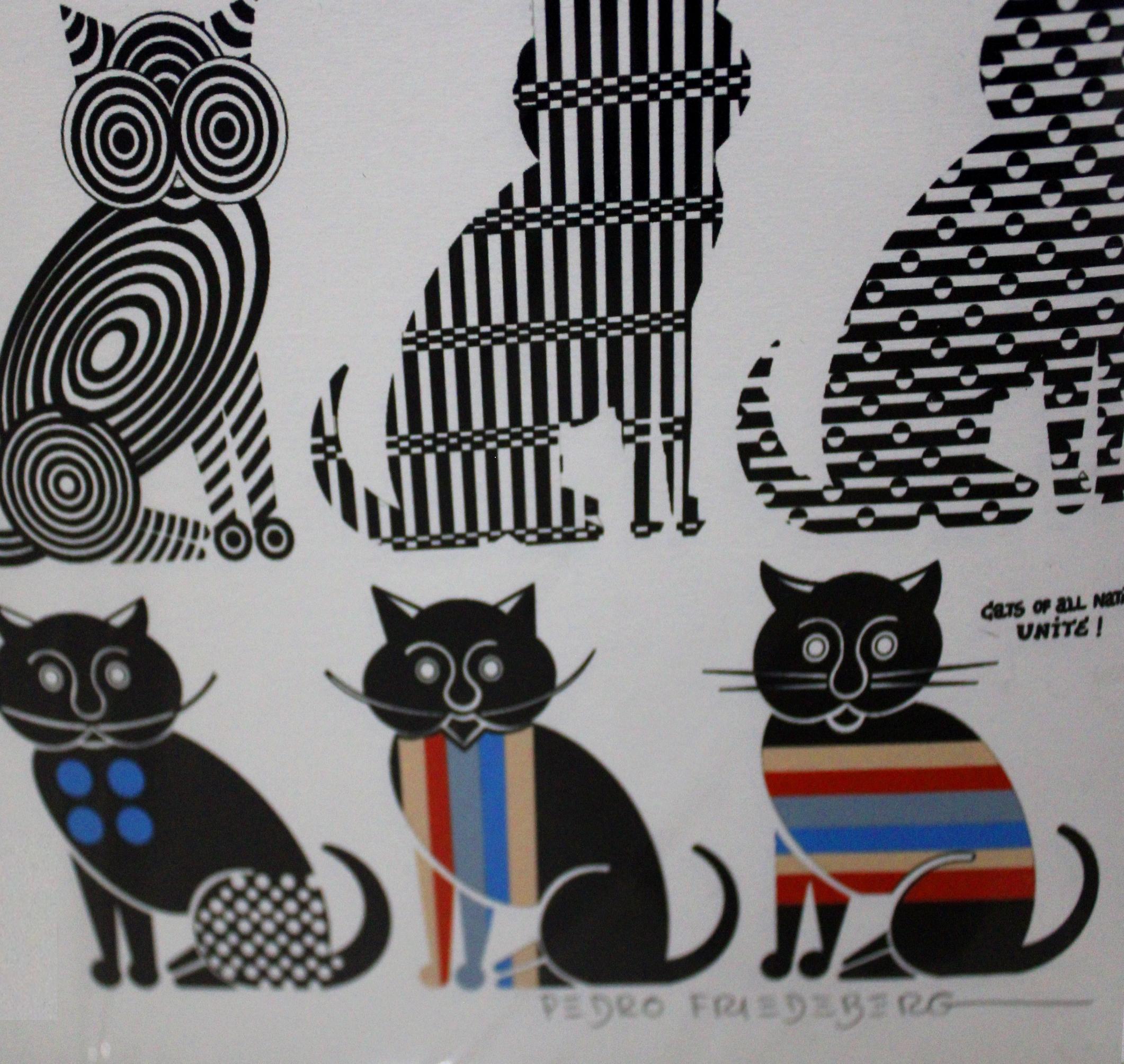 Katzen aller Nationen vereinigt euch! – Print von Pedro Friedeberg