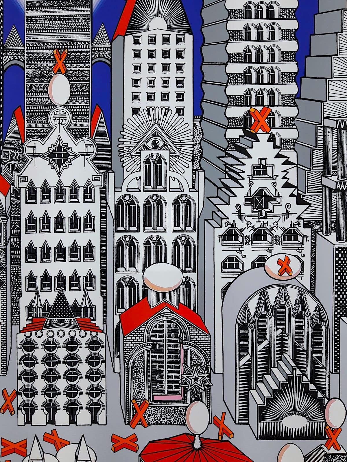 City of a million with 25 boiled eggs - Print by Pedro Friedeberg