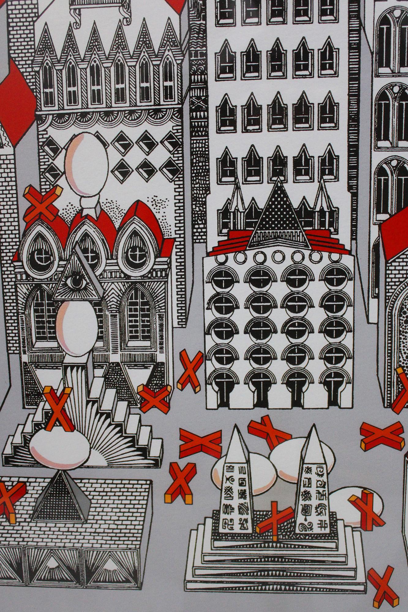 Ciudad de 1 millón de huevos con 25 duros (1 Million eggs city with 25 boiled) - Contemporary Print by Pedro Friedeberg