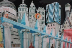 CIUDAD ALFABETIZADA Impression giclée, style surréaliste, encadrée, signée