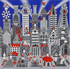 Pedro Friedeberg "Ciudad de un millón con 25 huevos duros" Serigrafia